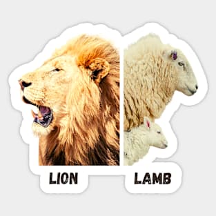 A lion, a lamb and a sheep Sticker